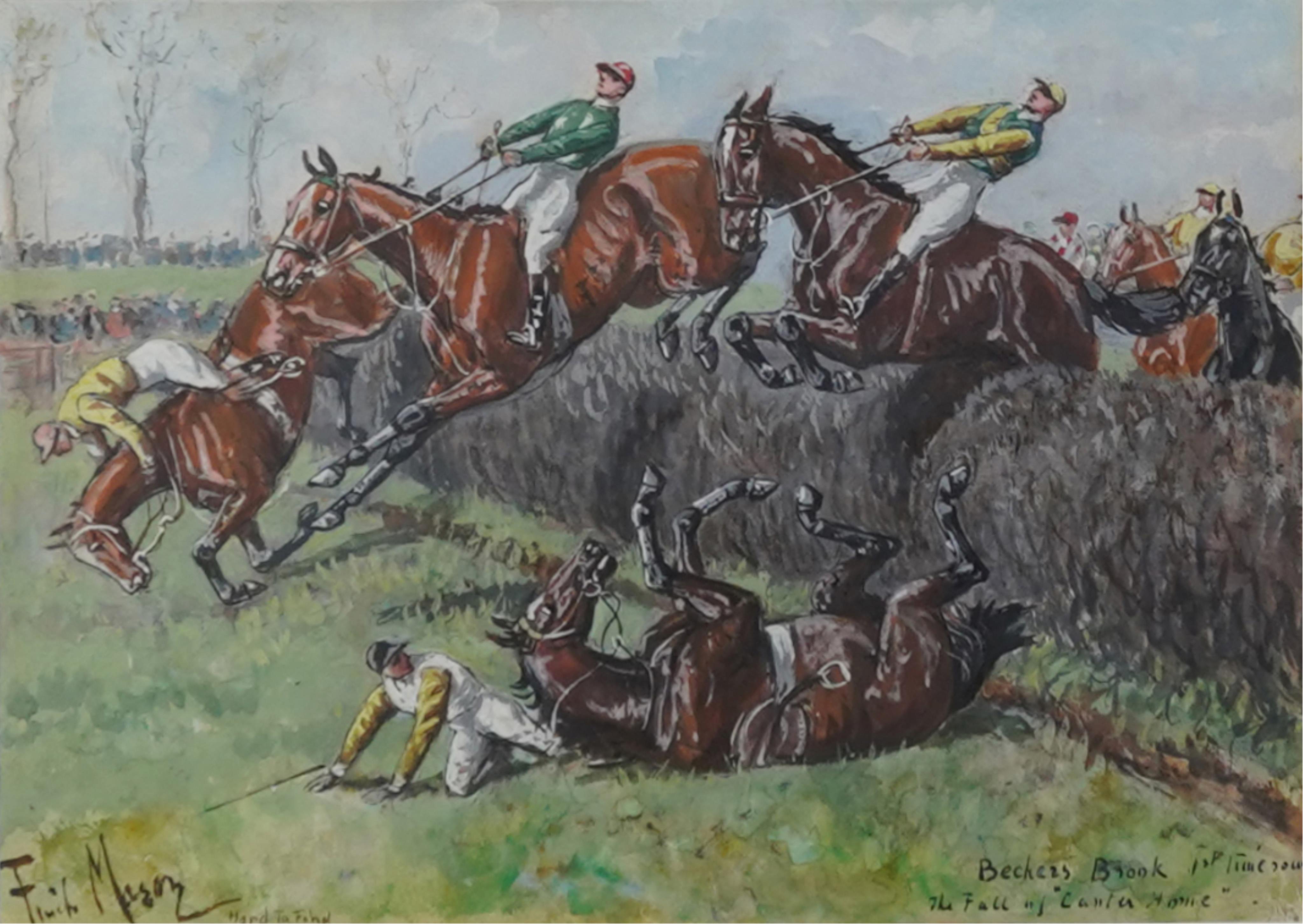 George Finch Mason, (1850-1915), 'Becher's Brook, 1st time round - The fall of Canter Home'